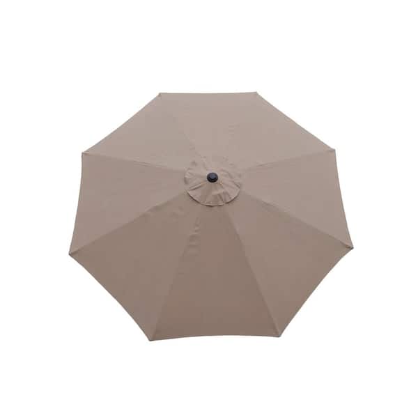Unbranded 9 ft. Tilt Patio Umbrella in Champagne and Cast Iron Patio Umbrella Base
