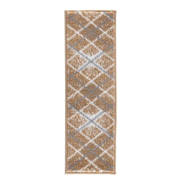 Modern Collection Beige 9 in. x 28 in. Polypropylene Stair Tread Cover (Set of 13)