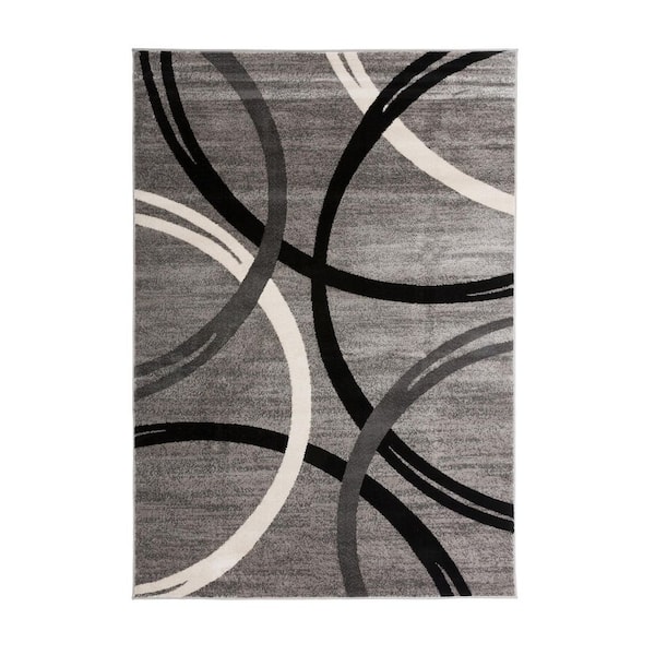 WRG Toscana Gray 12 ft. x 15 ft. Modern Abstract Circles Indoor Area Rug