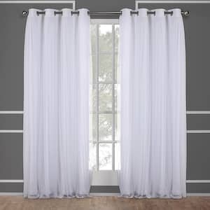 Catarina Winter White Solid Lined Room Darkening Grommet Top Curtain, 52 in. W x 108 in. L (Set of 2)