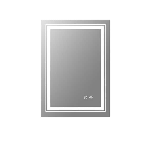 Unbranded 32 in. W x 24 in. H H LED Rectangular Mirror Frameless Wall Mounted Anti Fog Switch Touch Bathroom Vanity Mirror White