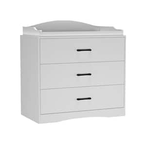 3-Drawer White Wooden Chest of Drawers Storage Dresser Storage Organizer Freestanding Cabinet 35.4 in. W x 35.4 in. H