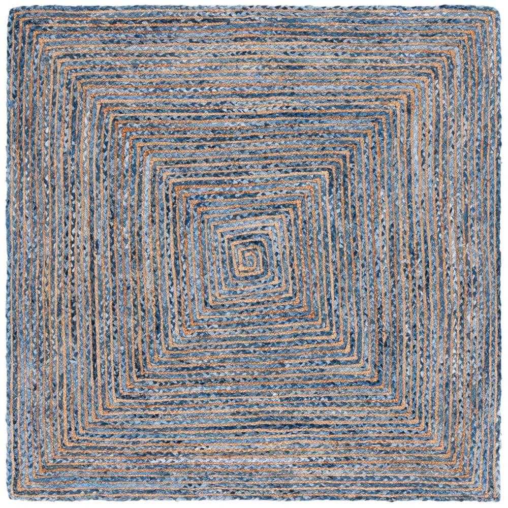 Cape Cod Blue/Natural 4 ft. x 4 ft. Striped Border Square Area Rug price history on PriceWatchPro