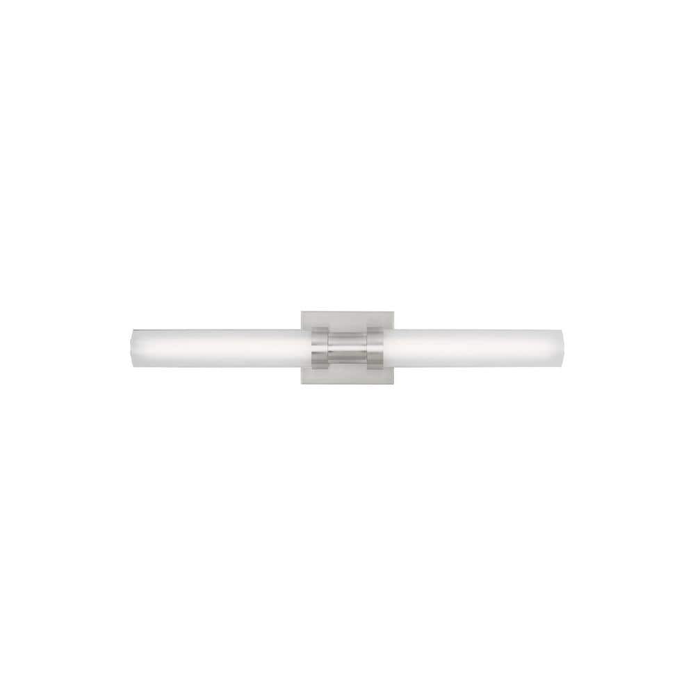 Kiel 26.75 in. Medium 2-Light Brushed Nickel LED Vanity Light with Arctic Glass Shades price history on PriceWatchPro