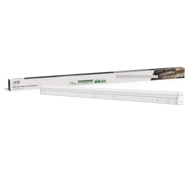 1-Pack 4 ft. 17-Watt Linkable Integrated LED White Strip Light Fixture Adjustable CCT 2000 Lumens Plug-In Hardwire