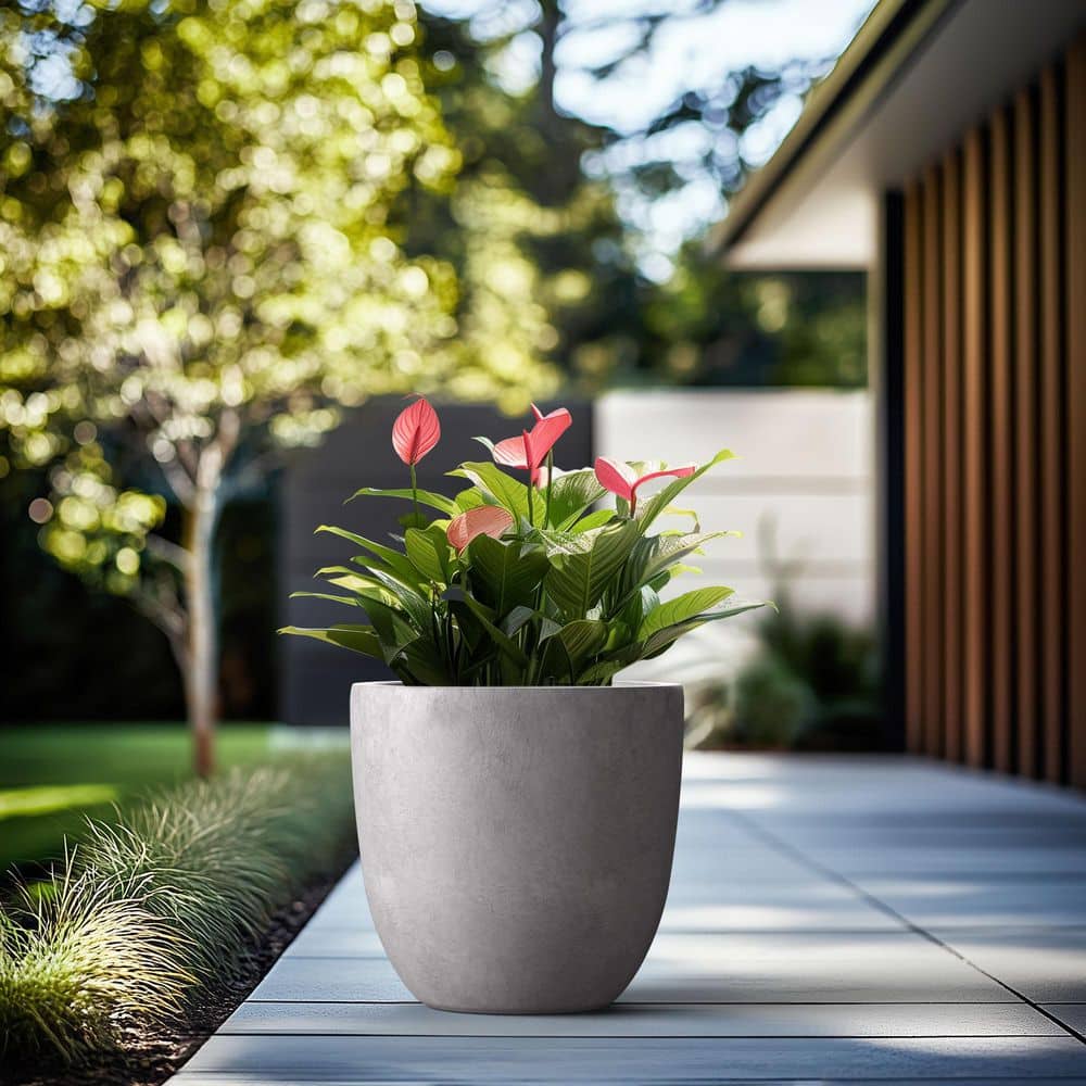 18 in. Large Light Stone Gray Concrete Round Planter / Pot with Drainage Holes price history on PriceWatchPro