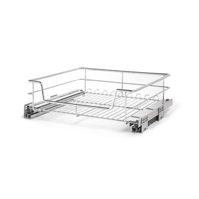 24 in. Home Kitchen Chrome Steel Pull-Out Basket Organizer