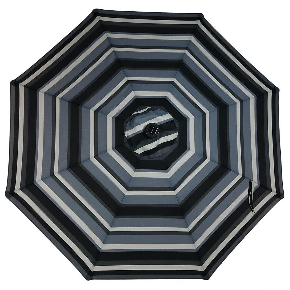 9' Catalina Beach Stripe Aluminum Solar Lighted Market Umbrella