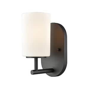 Pemlico 1-Light Oil Rubbed Bronze with White Glass Bath Light