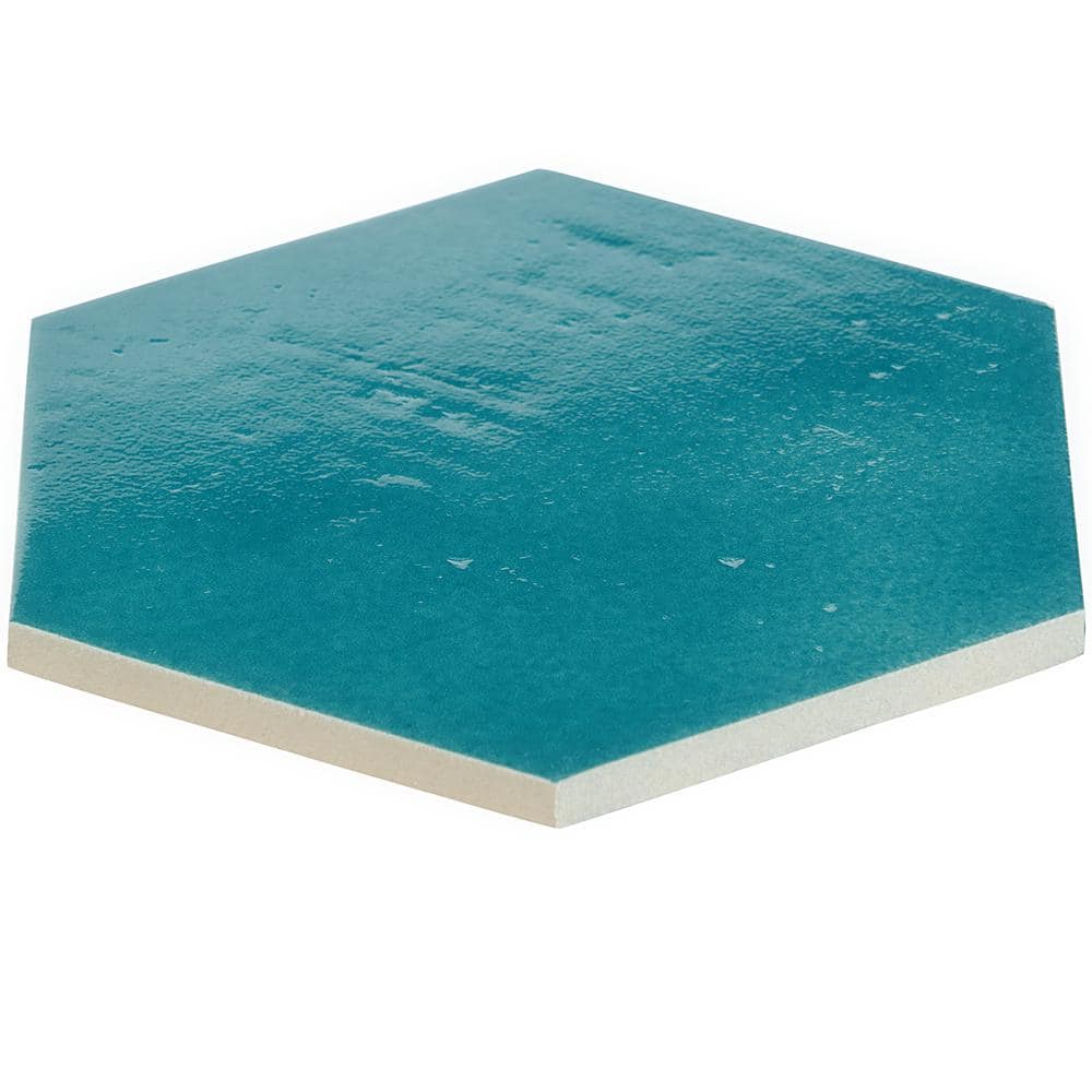 Triton 7" x 8" Glossy Green Hexagon Porcelain Tile