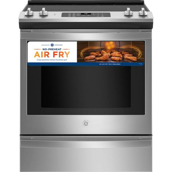 GE 30 in. 5.3 cu. ft. Slide-In Electric Range with Self-Cleaning Convection Oven and Air Fry in Stainless Steel