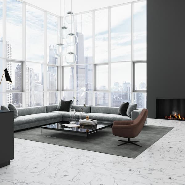 TerraCore Calacatta 22 MIL x 12 in. W x 24 in. L Click Lock Waterproof Vinyl Tile Flooring (864 sqft/pallet)