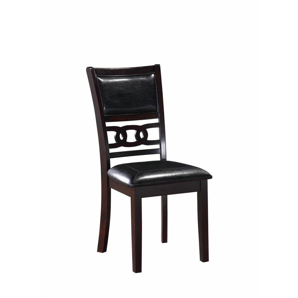 Gia 60" Ebony Wood Dining Set with 4 Black PU Chairs