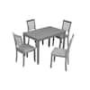 5-Piece Gray Rectangular Wood Top Table Set Seats 4