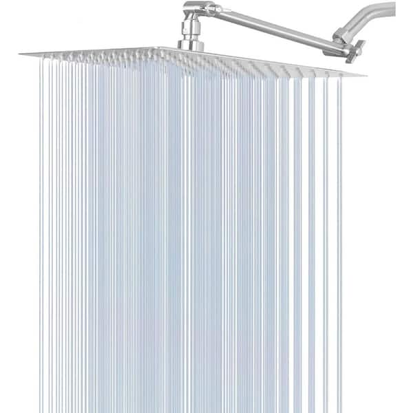 WELLFOR 1-Spray Patterns with 2.5 GPM 10 in. Wall Mount Rain Fixed Shower Head with Shower Arm in Chrome