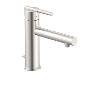 Parma Single Handle Single Hole Bathroom Faucet with Deckplate and Metal Pop-Up Drain Included in Brushed Nickel