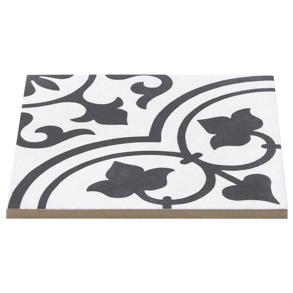 Sintra Ornate Matte 9 x 9 Porcelain Field Tile in Black & White