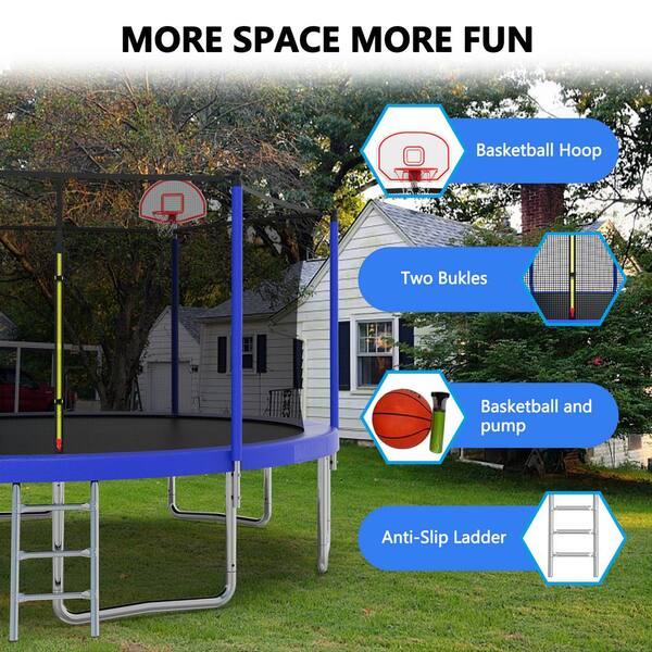 Sudzendf 14 ft. Outdoor Trampoline with Safety Enclosure Net