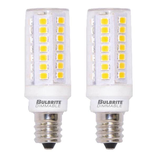 Bulbrite - 60 - Watt Equivalent Soft White Light T6 (E12) Candelabra Screw, Dimmable Clear LED Light Bulb 3000K (2-Pack)