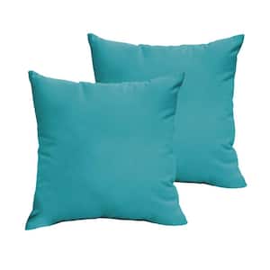 Aqua Blue Outdoor Knife Edge Throw Pillows (2-Pack)