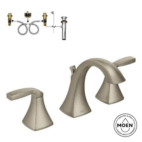 Voss 8 in. Widespread 2-Handle High-Arc Bathroom Faucet Trim Kit in Brushed Nickel (Valve Included)