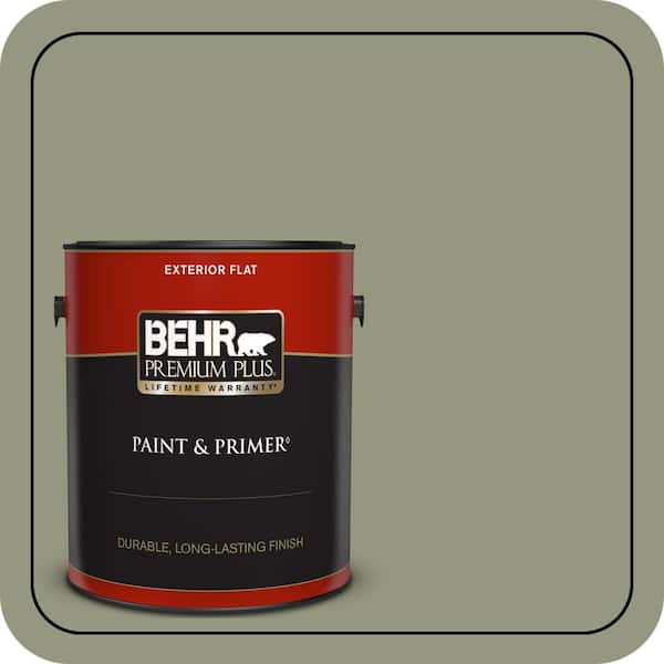 BEHR PREMIUM PLUS 1 gal. #S380-5 Milkweed Pod Flat Exterior Paint & Primer
