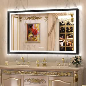 55 in. W x 36 in. H Rectangular Aluminum Framed with 3 Colors Dimmable LED Anti-Fog Wall Mount Bathroom Vanity Mirror