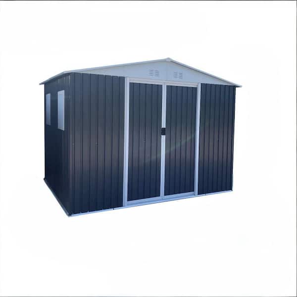 8 ft. W x 10 ft. D Outdoor Metal Storage Shed Windows and Aluminum Alloy Frame, Gray (80 sq. ft.)