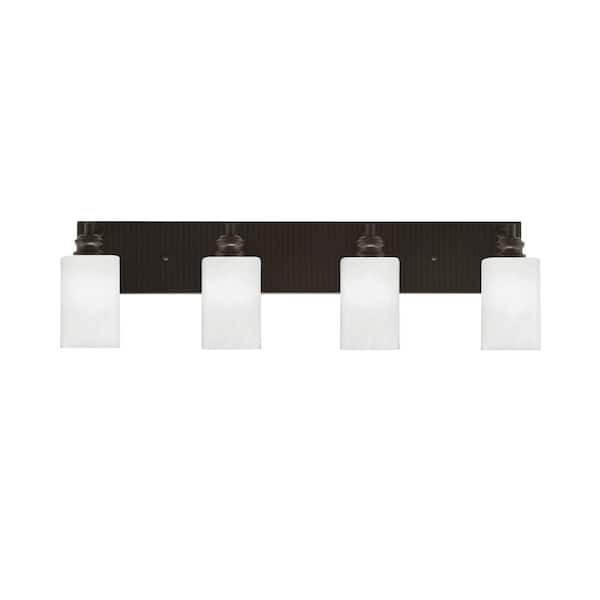 Unbranded Albany 31.25 in. 4 Light Espresso Vanity Light with White Marble Glass Shades