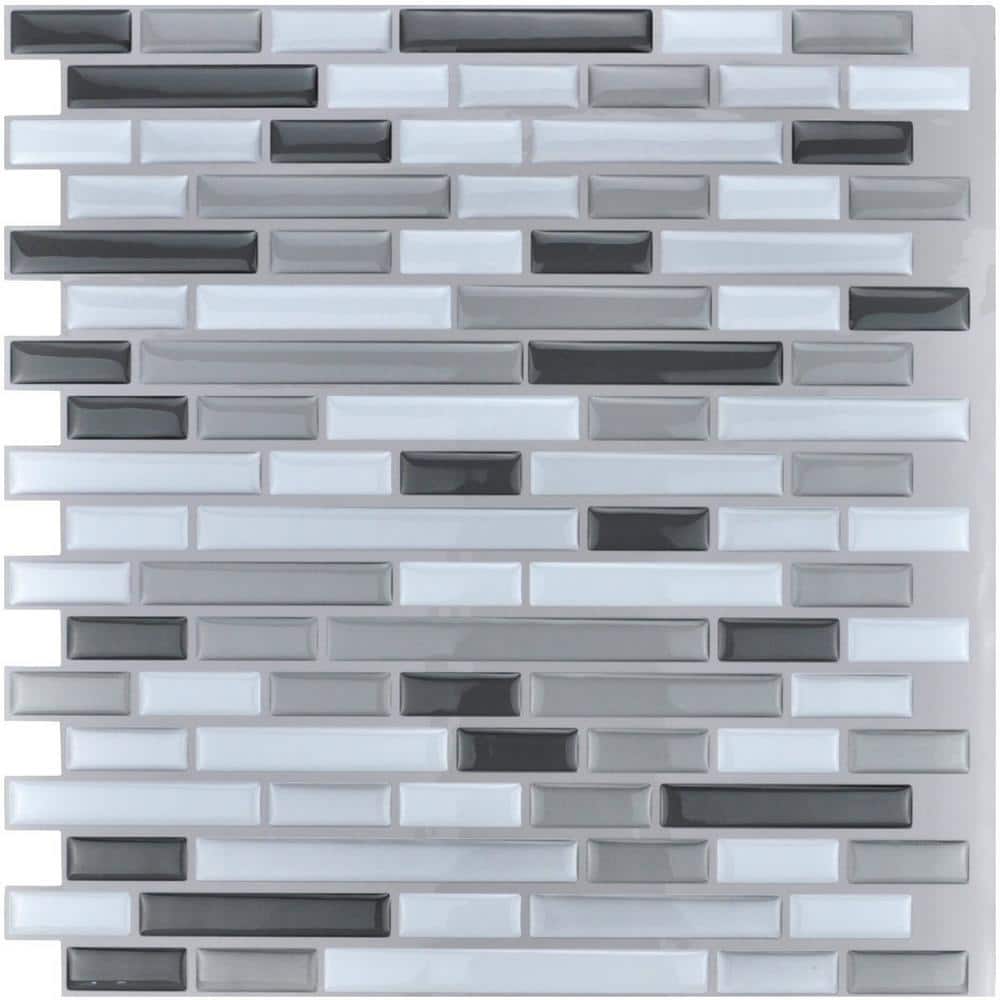 Art3d 10-Sheet Self Adhesive Backsplash Grey Marble Design 3D Wall Panels x 12in 12 in 