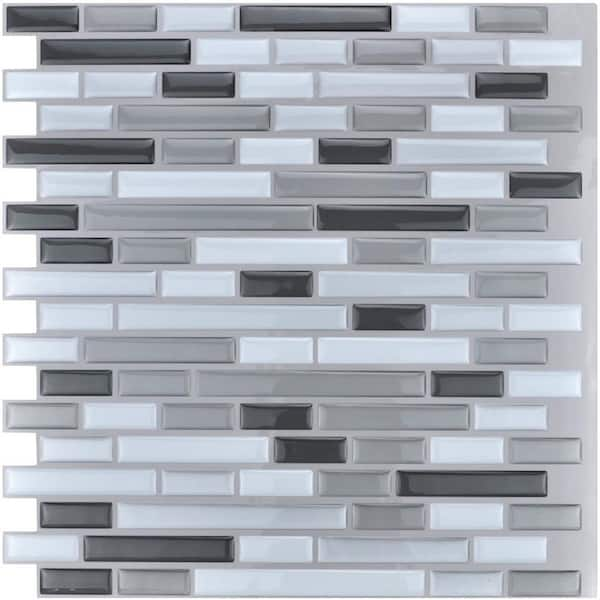 Art3d 12 In X 12 In Grey Peel And Stick Tile Backsplash For Kitchen 10 Pack A17002p10 The Home Depot