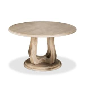 Espica Distressed Natural Wood 54 in. Tulip Pedestal Base Dining Table (Seats 4)