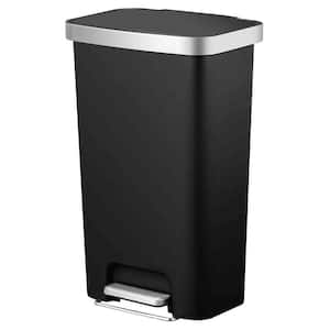 4 gal. Black Modern Narrow Metal Trash Can with Lid and Legs