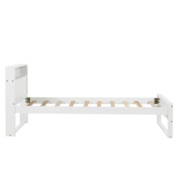 expeditie strategie Factuur ANGELES HOME White Twin Size Solid Pinewood Bed Frame with Bookcase  Headboard 8CK722W - The Home Depot