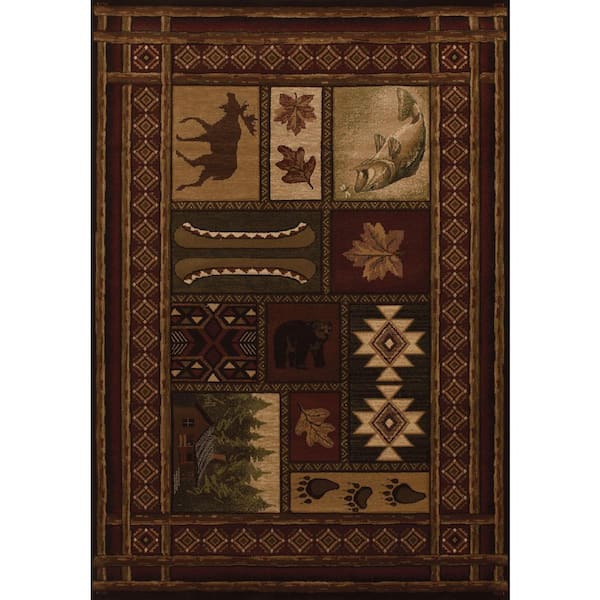 United Weavers Contours Cabin Chalet Toffee 7 ft. 10 in. x 10 ft. 6 in. Abstract Polypropylene Area Rug