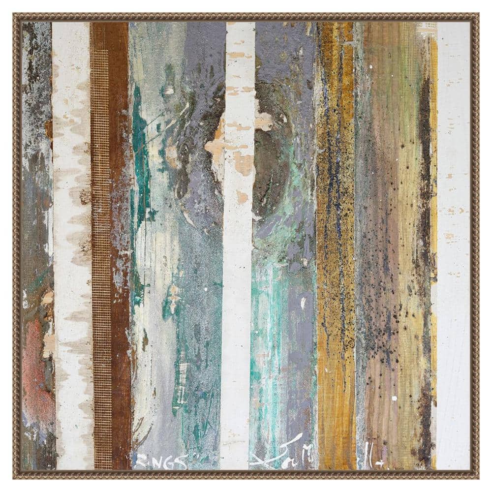 Textured Grain IV Abstract Canvas Art with Bronze Frame