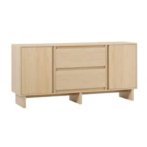 Modern Coastal Oak Wood 63 in. Sideboard with Beveled Drawer Fronts