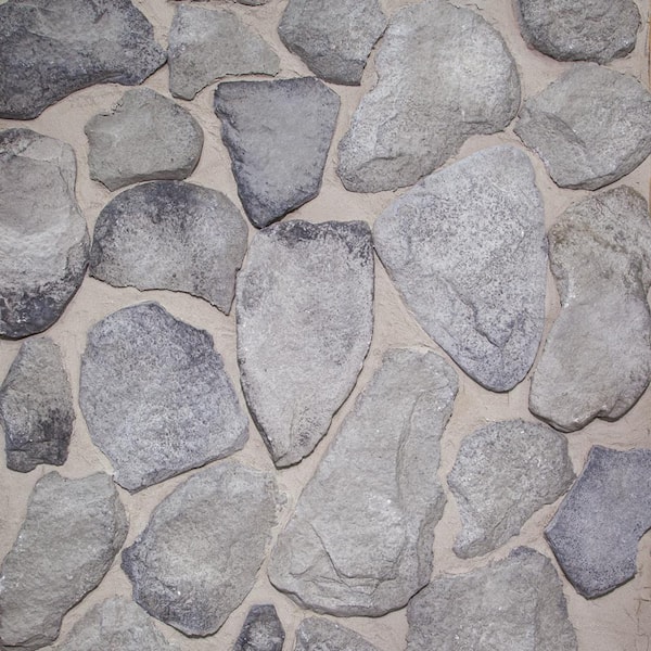 1 in.-2 in. x 10 sq. ft. Concrete Field Stone Veneer, Assorted sizes and  Shades of Gray