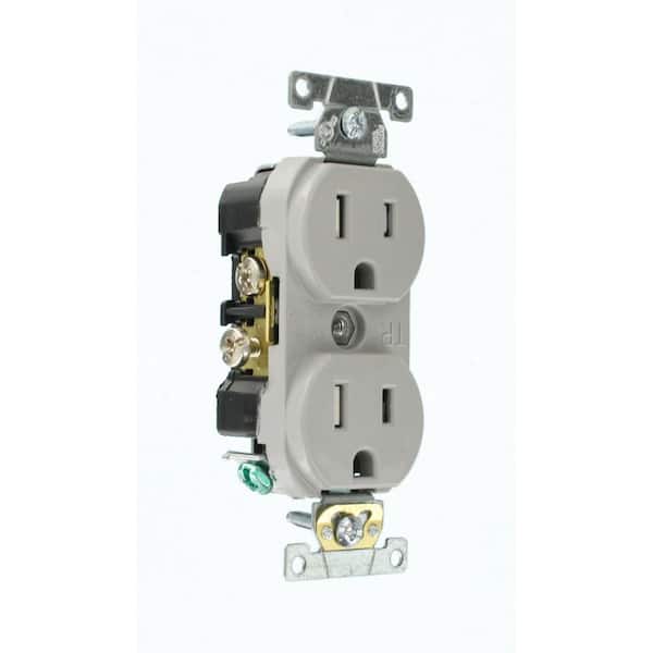 15 Amp 125 V Commercial Grade Tamper Resistant Duplex Outlet/Receptacle, Gray (1-Pack) TCR15-GY