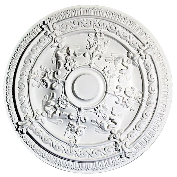 American Pro Decor European Collection 25-13/16 in. x 1-9/16 in. Floral and Egg and Dart Polyurethane Ceiling Medallion