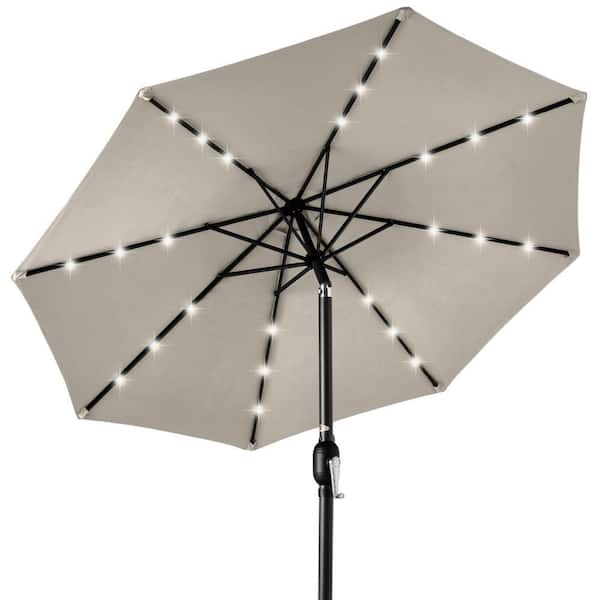 best choice products 10ft solar led patio umbrella w/usb charger Lighted w/ Tilt Adjustment, UV-Resistant the umbrella also includes a wind vent at the top Best Choice Products 10ft 360-Degree