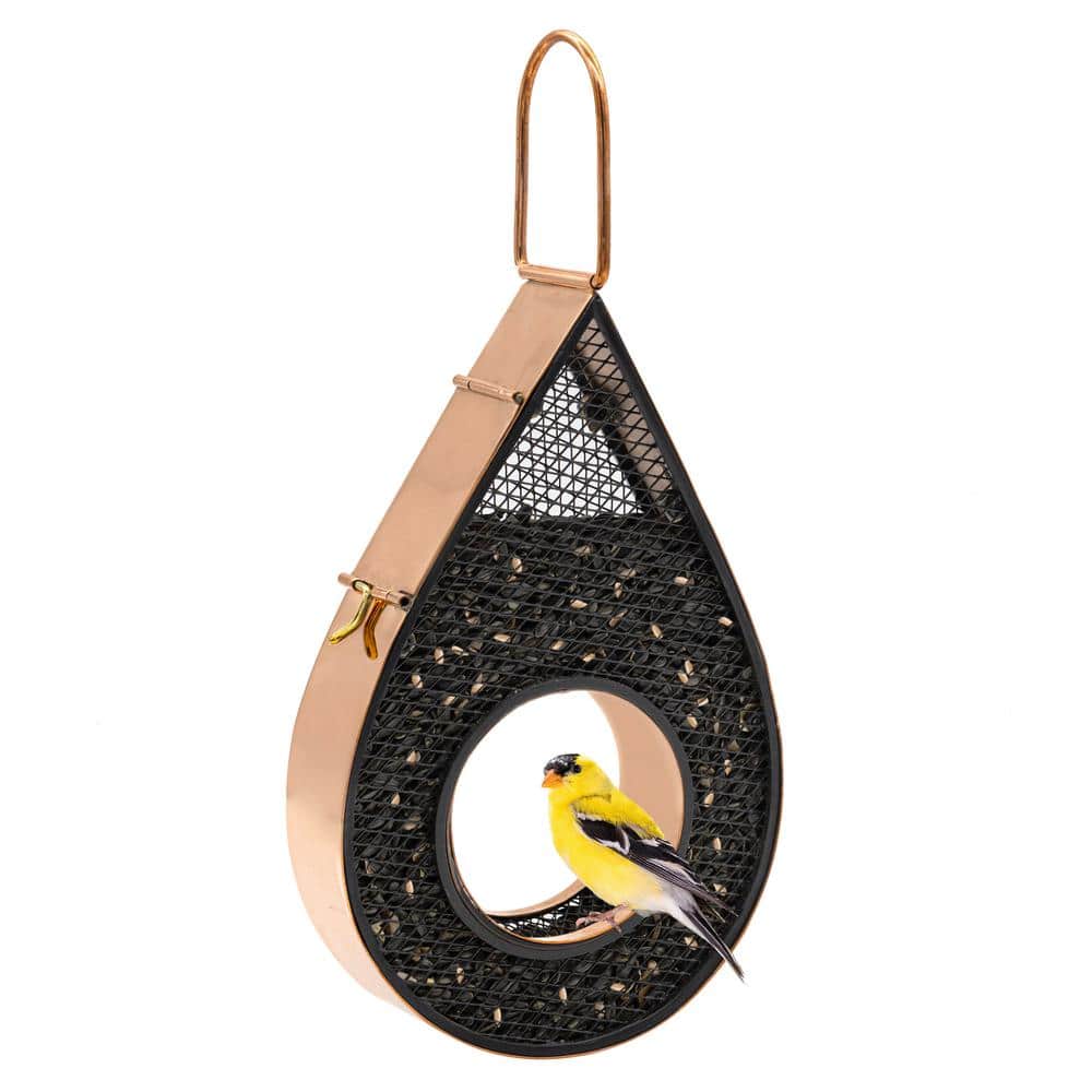 Copper and Black Mesh Hanging Raindrop Bird Feeder