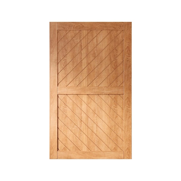 HOMACER XT3 50 in. x 80 in. C-Panel Solid Core Early American Slanted Stripe Design Pine Wood Interior Sliding Barn Door Slab