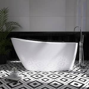 59 in. x 29 in. Acrylic Freestanding Flatbottom Soaking Bathtub in White