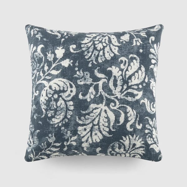 Becky Cameron Distressed Floral Navy Elegant Patterns Cotton 20in x 20 ...