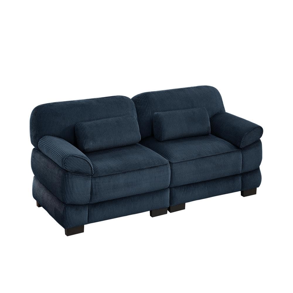 Cloud Couch 76.4 in. Wide Modular Corduroy 2-Seater Loveseat Sofa with Detachable Armrest and Lumbar Pillows in Blue price history on PriceWatchPro