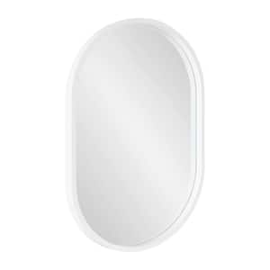 Travis 30 in. x 20 in. Classic Oval Framed White Wall Accent Mirror