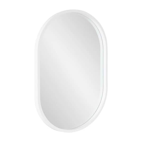 Kate and Laurel Travis 30 in. x 20 in. Classic Oval Framed White Wall Accent Mirror