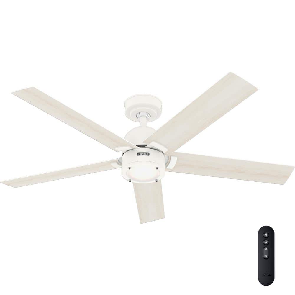 Erling 52" White Wood Ceiling Fan with Light and Remote