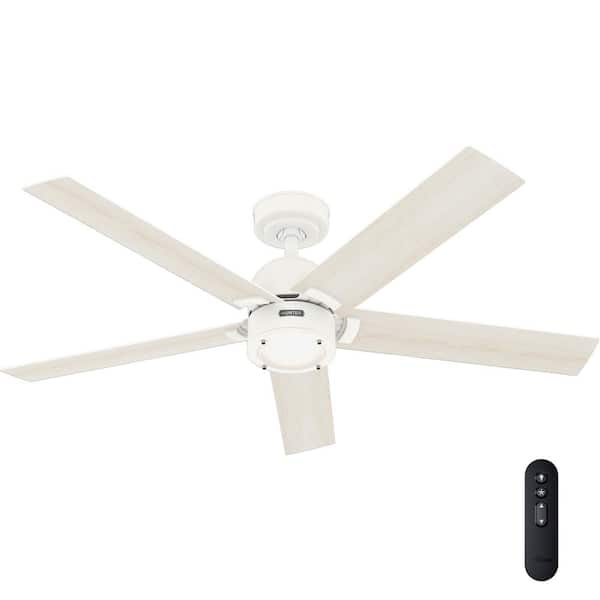 Hunter Erling 52 in. Indoor Fresh White Standard Ceiling Fan with Soft White Integrated LED and Remote Included